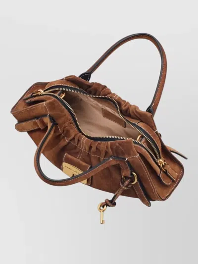Marc Jacobs Small Leather Satchel Shoulder Bag Key Detail In Brown