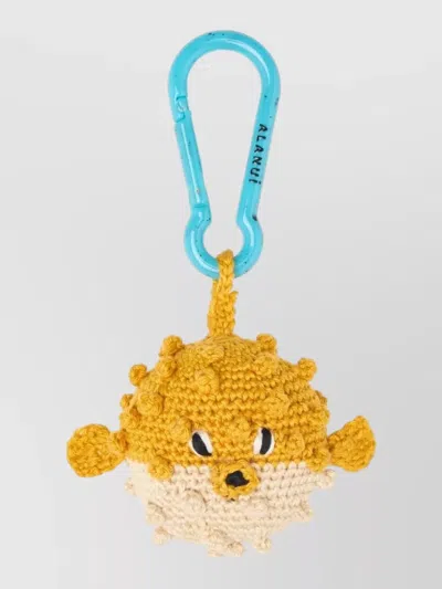 Alanui Crochet Puffer Fish Artisanal Keyring Charm In Yellow