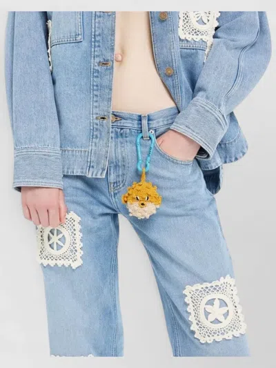 Alanui Crochet Puffer Fish Artisanal Keyring Charm In Yellow