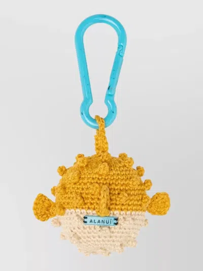 Alanui Crochet Puffer Fish Artisanal Keyring Charm In Yellow