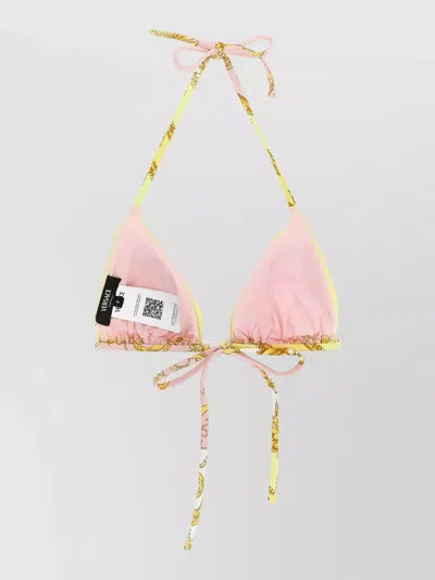 Versace Barocco Triangle Bikini Top Adjustable Straps In Multi