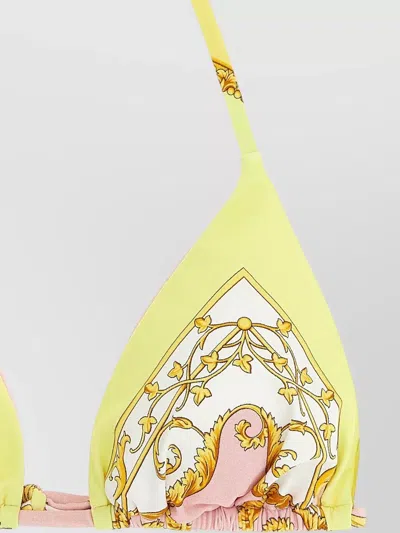 Versace Barocco Triangle Bikini Top Adjustable Straps In Multi