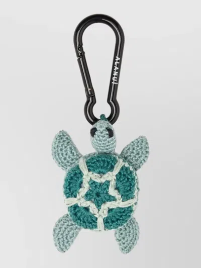 Alanui Crochet Turtle Keyring Aquatic Motif In Green
