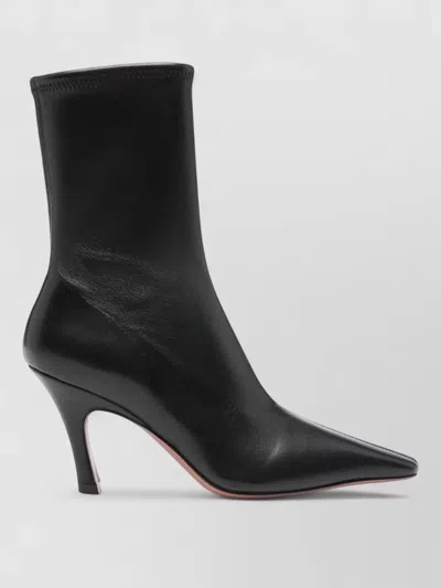 Amina Muaddi Jamie Ankle Boots Pointed Toe Leather In Black