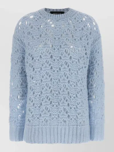Fabiana Filippi Women Light Blue Openwork Sweater, M Luxury Sweaters & Knitwear For Women Darveys