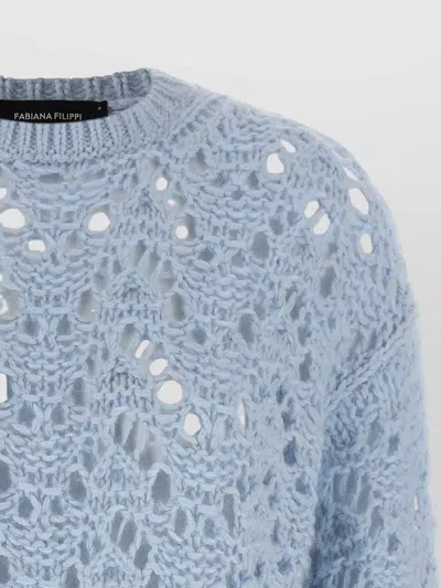 Fabiana Filippi Women Light Blue Openwork Sweater, M Luxury Sweaters & Knitwear For Women Darveys