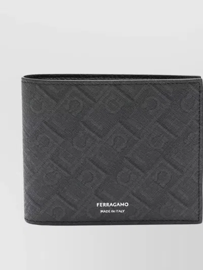 Ferragamo Logo-embossed Bi-fold Wallet With Multiple Card Slots In Gray