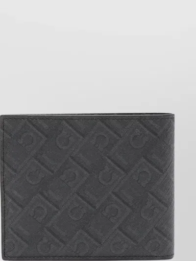 Ferragamo Logo-embossed Bi-fold Wallet With Multiple Card Slots In Gray