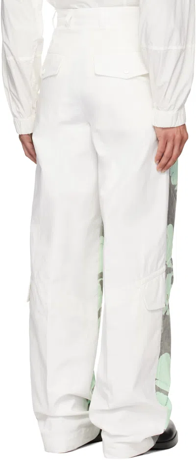 Dries Van Noten Gray & Green Floral Cargo Pants In Gray