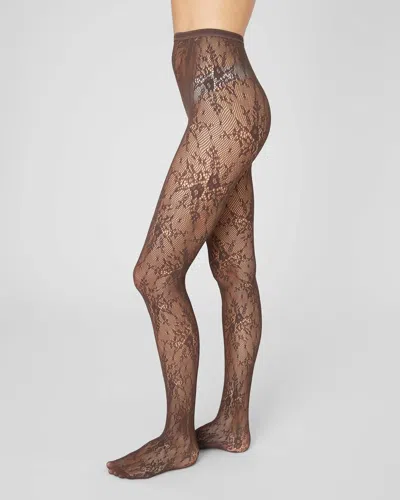 Swedish Stockings Rosa Lace Tights In Brown