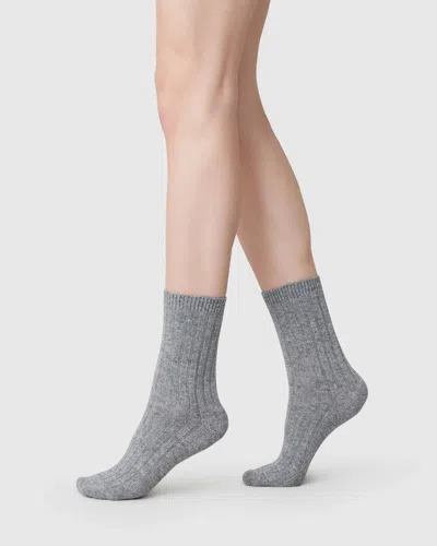 Swedish Stockings Bodil Chunky Crew Socks In Gray