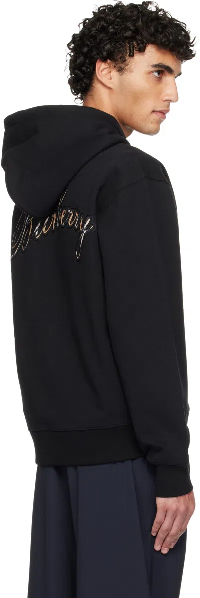 Burberry Check Cursive Logo Cotton Jogging Pants In Black
