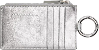 Mm6 Maison Margiela Silver Numeric Leather Key Ring Wallet In White