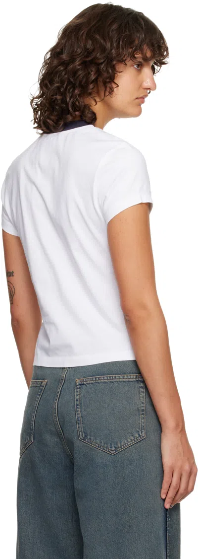 Off-white White Embroidered Script Logo Fitted T-shirt In White