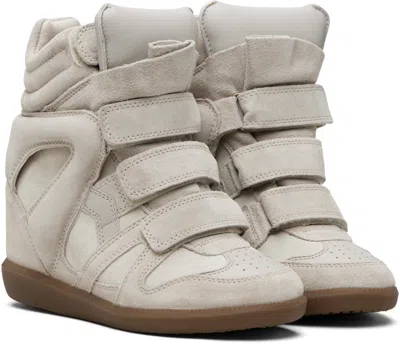 Isabel Marant Bekett Leather-trimmed Suede High-top Wedge Sneakers In Pink