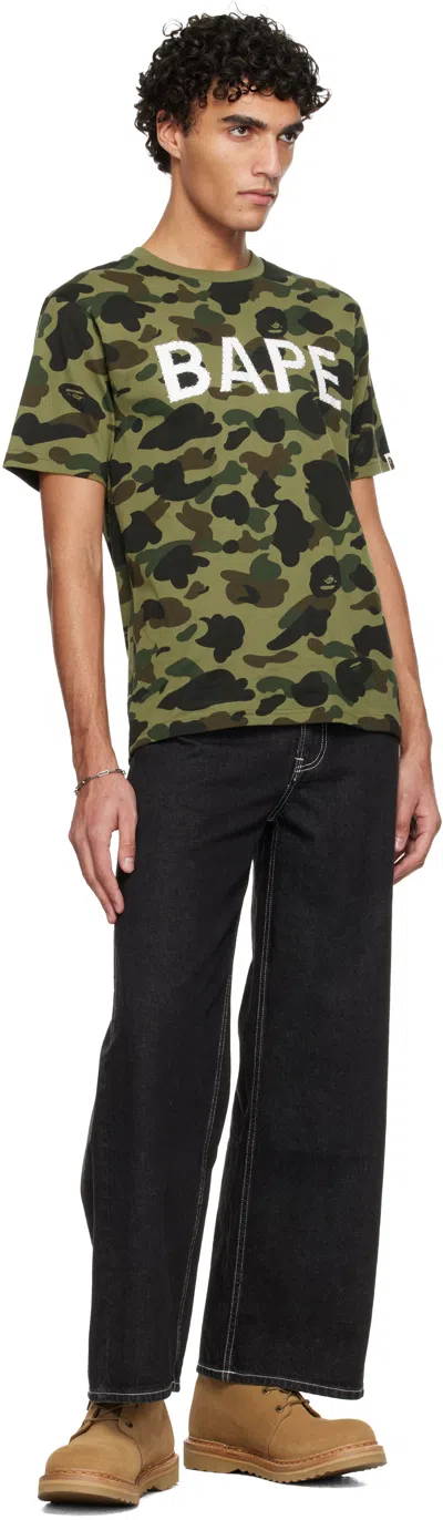 Bape Black Champion Logo 12 oz Jeans In Black