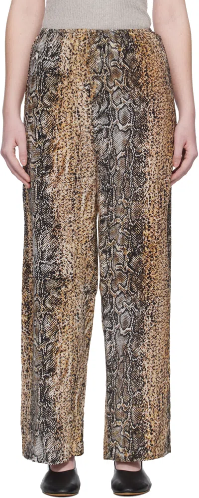 Baserange Beige Stoa Lounge Pants In Animal Print
