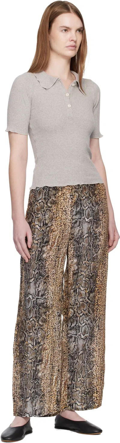 Baserange Beige Stoa Lounge Pants In Animal Print