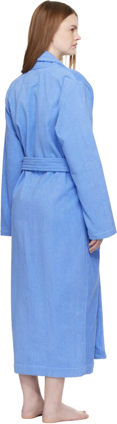 Tekla Blue Terry Classic Bathrobe In Blue