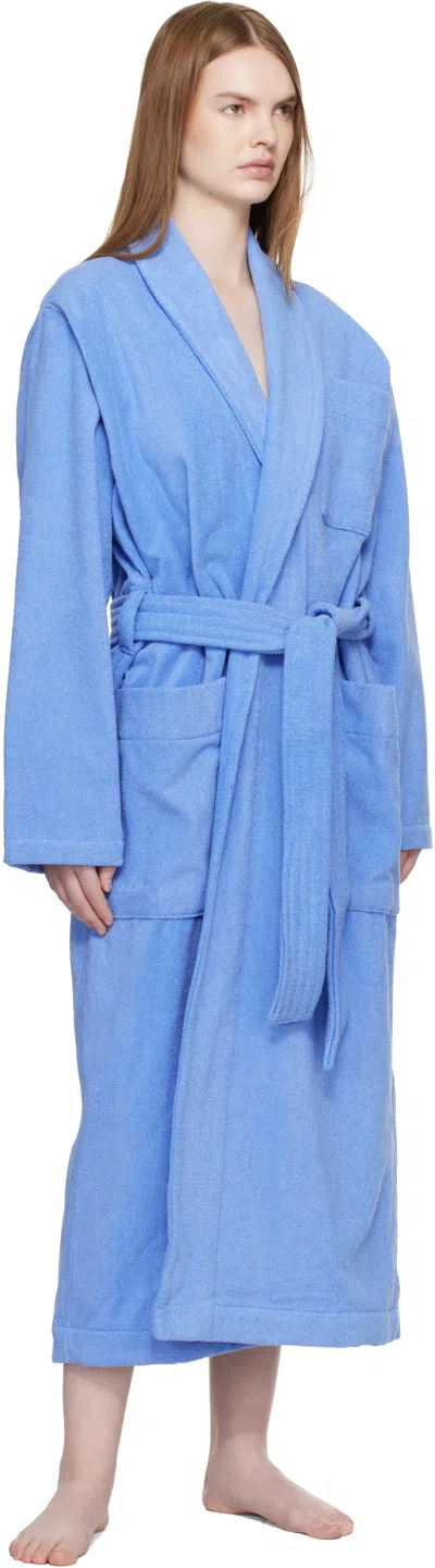Tekla Blue Terry Classic Bathrobe In Blue