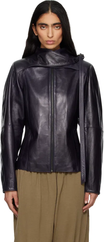 Paloma Wool Plomy Zip-up Leather Jacket In Black