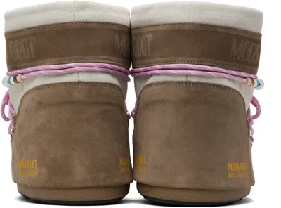 Guest In Residence Off White & Taupe Moon Boot Edition Icon Low Beaded Suede Boots In Brown