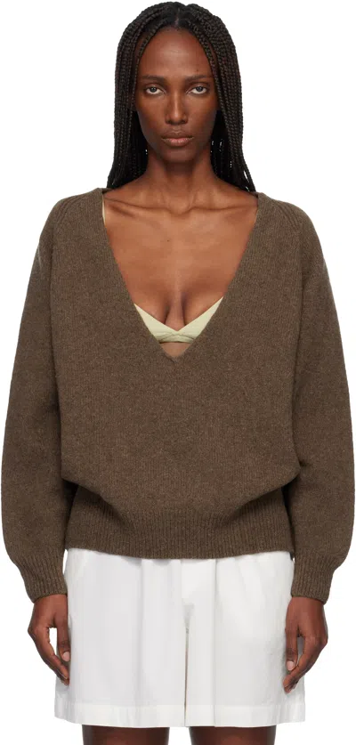 Baserange Brown Soar V-neck Sweater In Brown