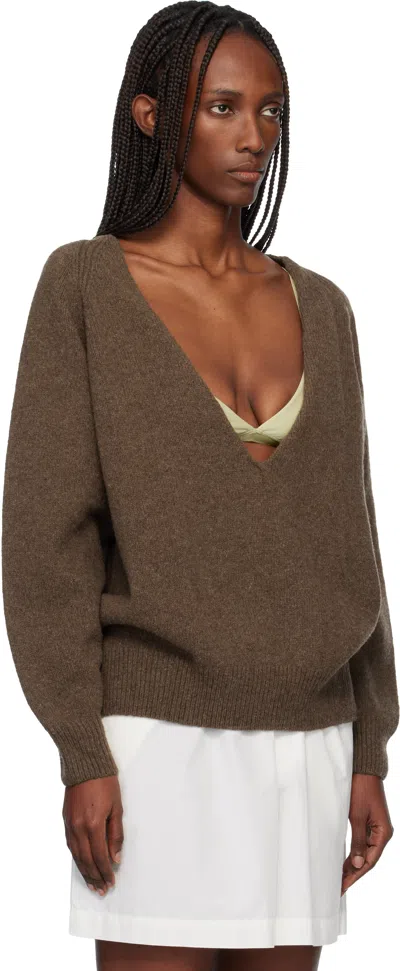 Baserange Brown Soar V-neck Sweater In Brown
