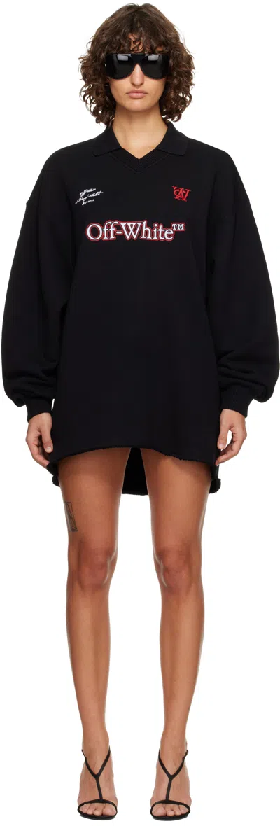 Off-white Black Sporty Polo Sweat Minidress In Black