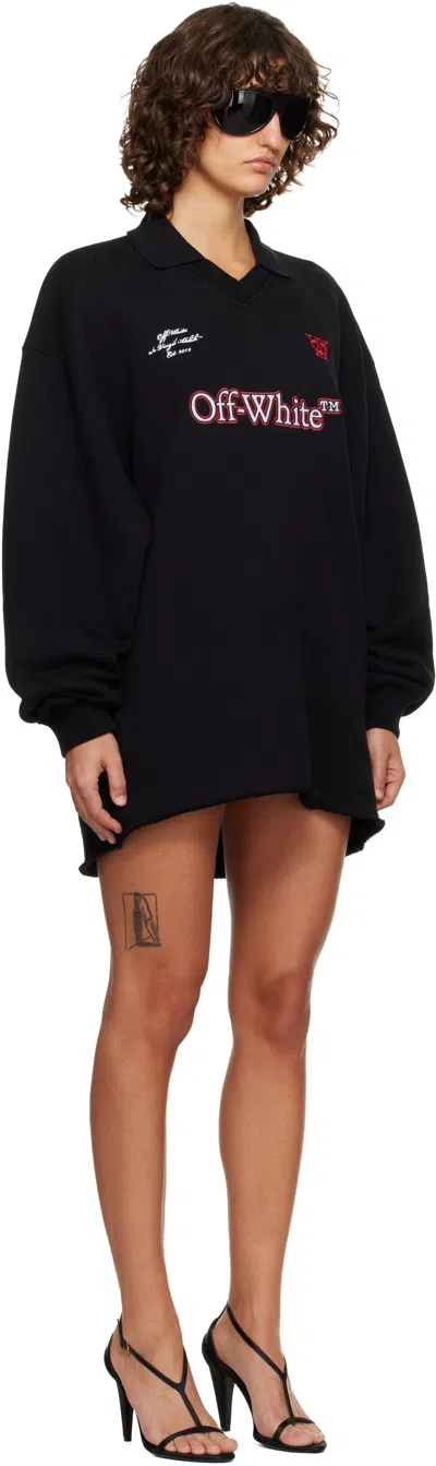 Off-white Black Sporty Polo Sweat Minidress In Black