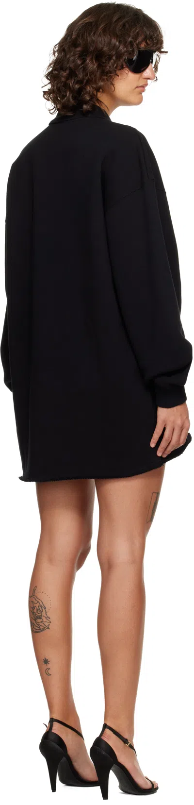 Off-white Black Sporty Polo Sweat Minidress In Black