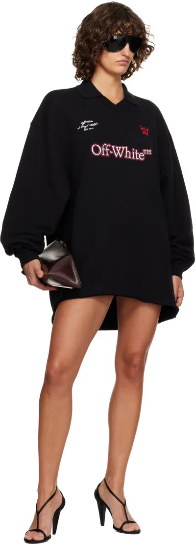 Off-white Black Sporty Polo Sweat Minidress In Black