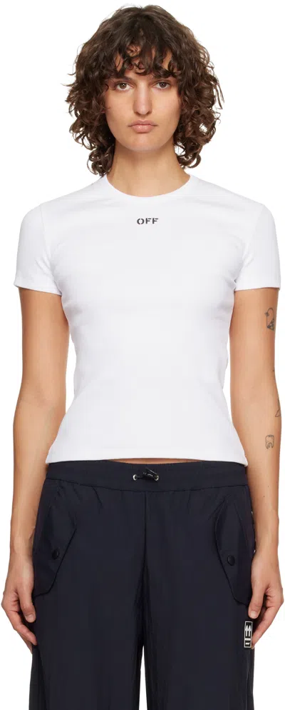 Off-white Off White Off Stamp Rib Basic Tee White Black In White