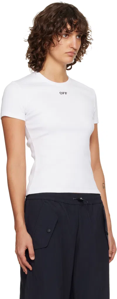 Off-white Off White Off Stamp Rib Basic Tee White Black In White