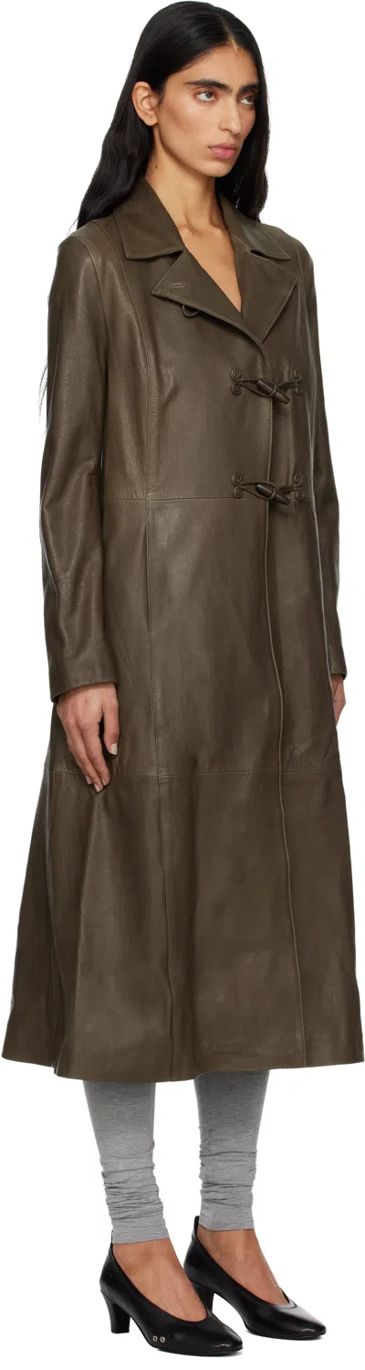 Paloma Wool Khaki Nolan Leather Coat In Green