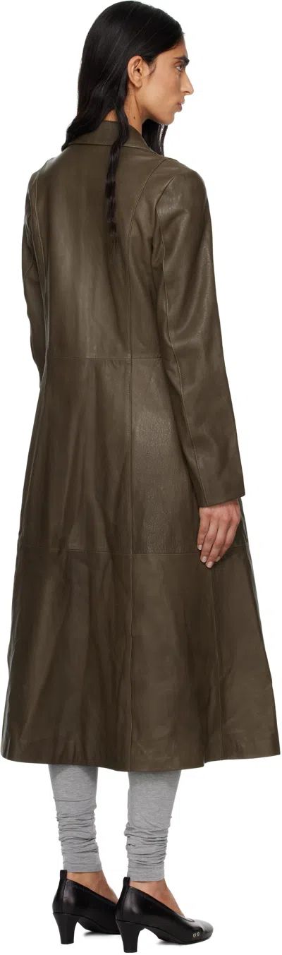 Paloma Wool Khaki Nolan Leather Coat In Green