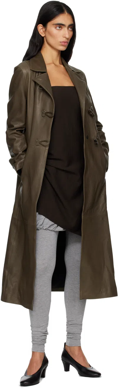 Paloma Wool Khaki Nolan Leather Coat In Green