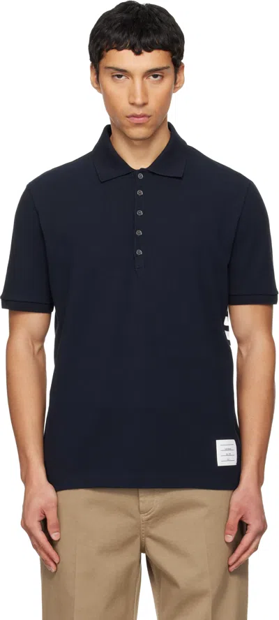 Thom Browne Navy Classic Pique 4-bar Polo In Blue