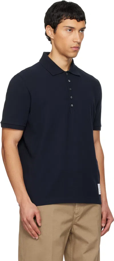 Thom Browne Navy Classic Pique 4-bar Polo In Blue