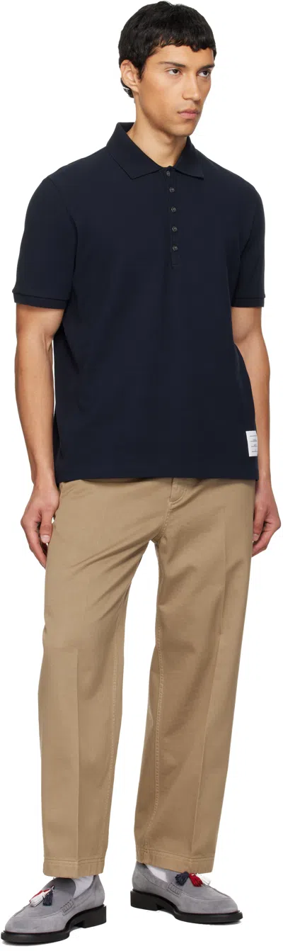 Thom Browne Navy Classic Pique 4-bar Polo In Blue