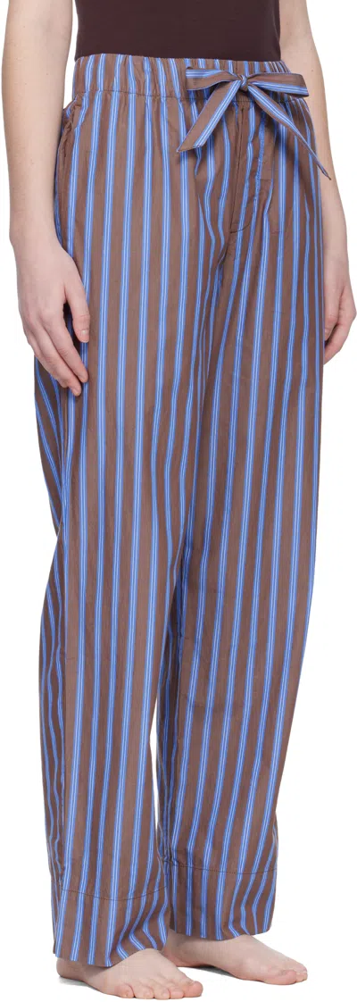 Tekla Brown & Blue Poplin Pyjama Pants