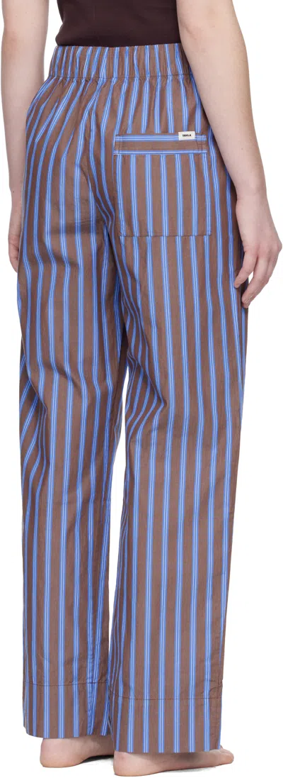 Tekla Brown & Blue Poplin Pyjama Pants
