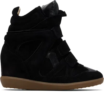 Isabel Marant Bekett Leather-trimmed Suede High-top Wedge Sneakers In Black