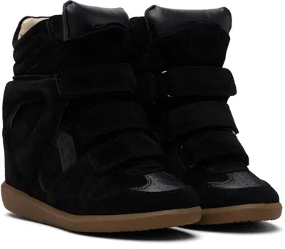 Isabel Marant Bekett Leather-trimmed Suede High-top Wedge Sneakers In Black