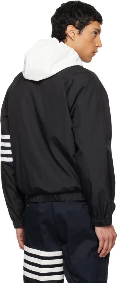 Thom Browne Jacket High Collar Elastic Cuffs Stripe Sleeves In Black