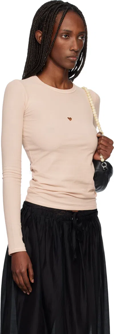 Baserange Pink Heart Long Sleeve T-shirt In Neutral