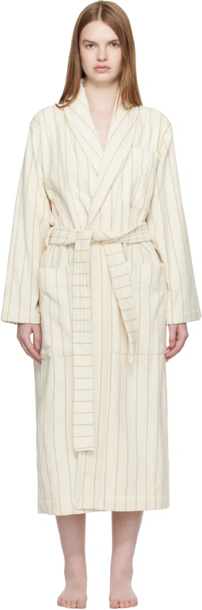 Tekla Off White Terry Classic Bathrobe In Neutral