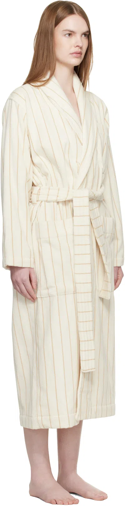 Tekla Off White Terry Classic Bathrobe In Neutral