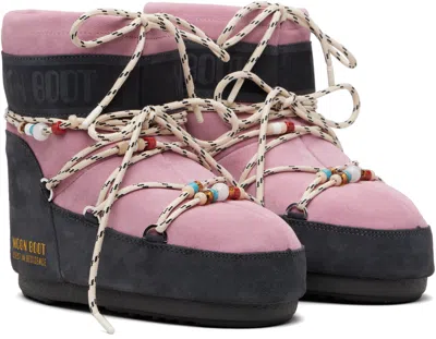 Guest In Residence Pink Moon Boot Edition Icon Low Beaded Suede Boots In Pink