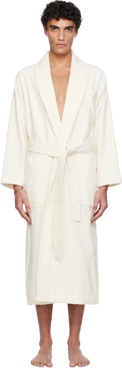 Tekla Off White Terry Classic Bathrobe In White